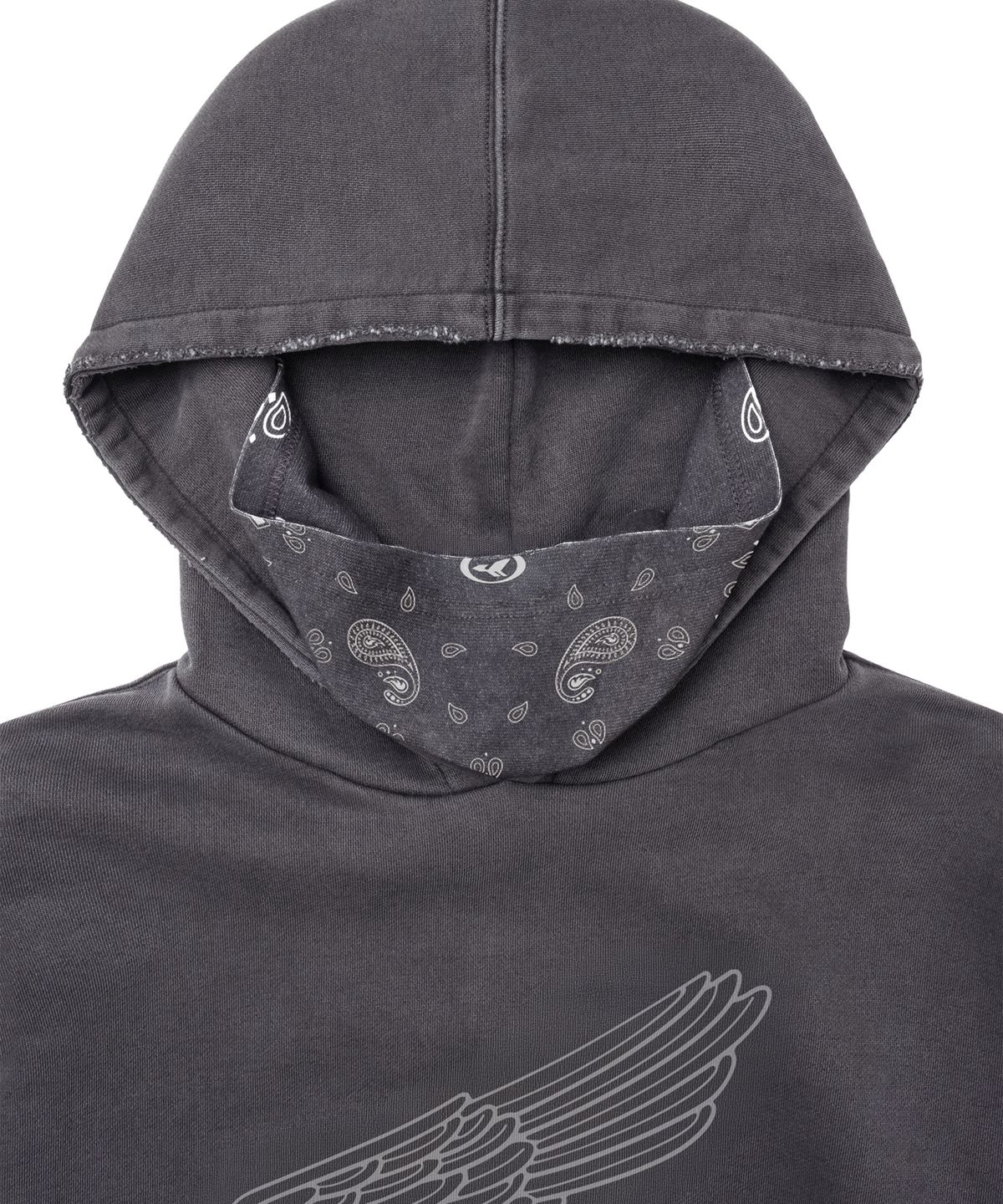 핍스 모터사이클(PHYPS MOTORCYCLE) [김간지 X 핍스 모터사이클] Pigment Old Logo Balaclava Hoodie Charcoal