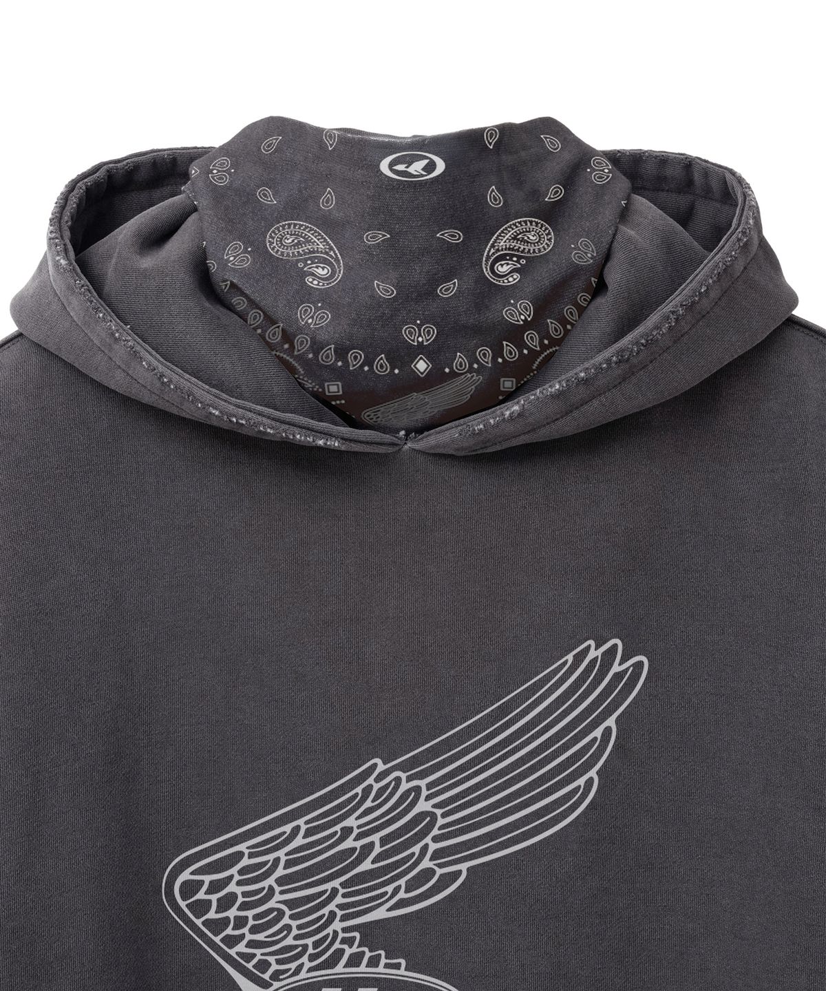 핍스 모터사이클(PHYPS MOTORCYCLE) [김간지 X 핍스 모터사이클] Pigment Old Logo Balaclava Hoodie Charcoal