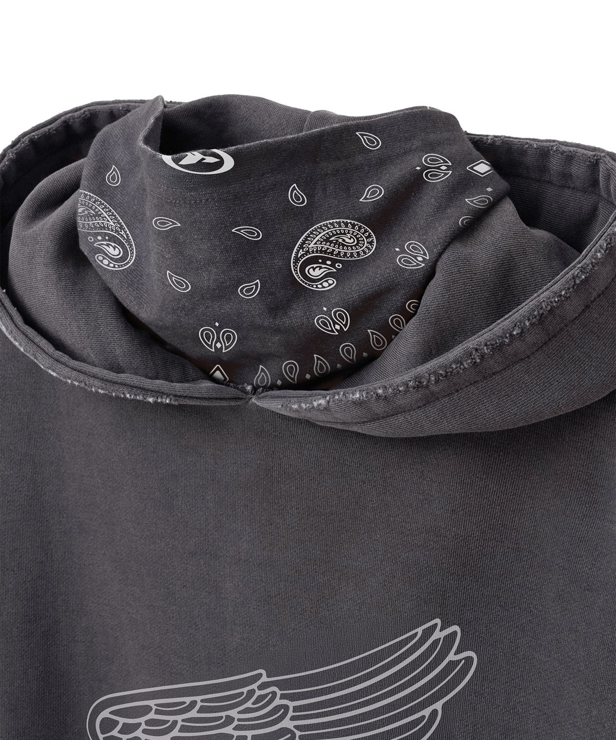 핍스 모터사이클(PHYPS MOTORCYCLE) [김간지 X 핍스 모터사이클] Pigment Old Logo Balaclava Hoodie Charcoal