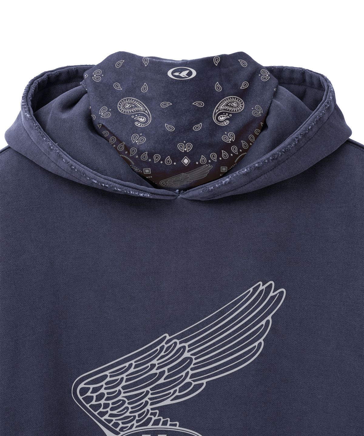 핍스 모터사이클(PHYPS MOTORCYCLE) [김간지 X 핍스 모터사이클] Pigment Old Logo Balaclava Hoodie Navy