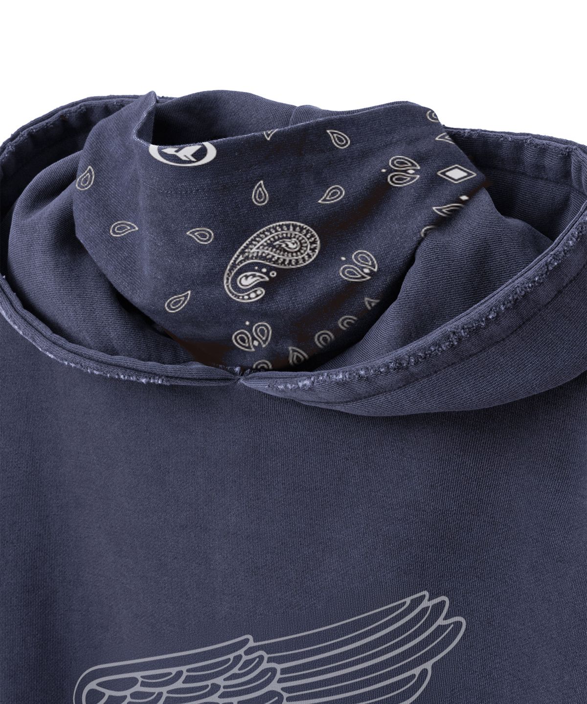 핍스 모터사이클(PHYPS MOTORCYCLE) [김간지 X 핍스 모터사이클] Pigment Old Logo Balaclava Hoodie Navy
