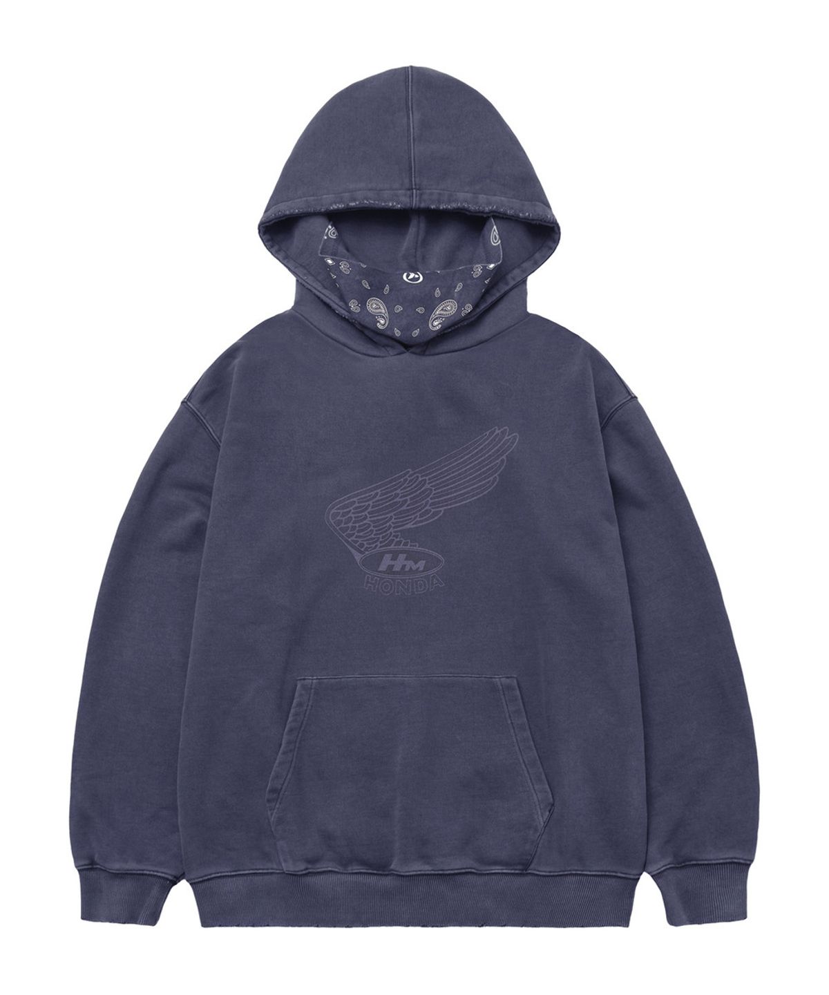 핍스 모터사이클(PHYPS MOTORCYCLE) [김간지 X 핍스 모터사이클] Pigment Old Logo Balaclava Hoodie Navy