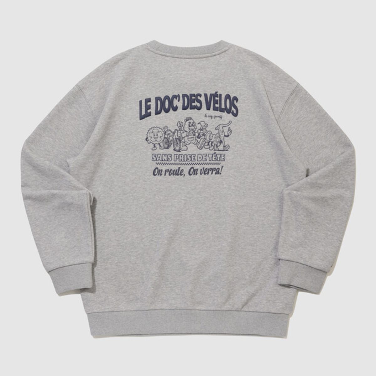 르꼬끄(LECOQ) 유니 쭈리 싸이클 백그래픽 루즈핏 맨투맨 - 그레이 QR323LFS93
