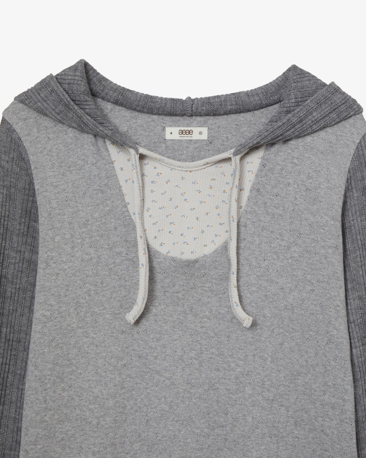 에이이에이이(AEAE) FLOWER BLOCK HOODIE [GREY]