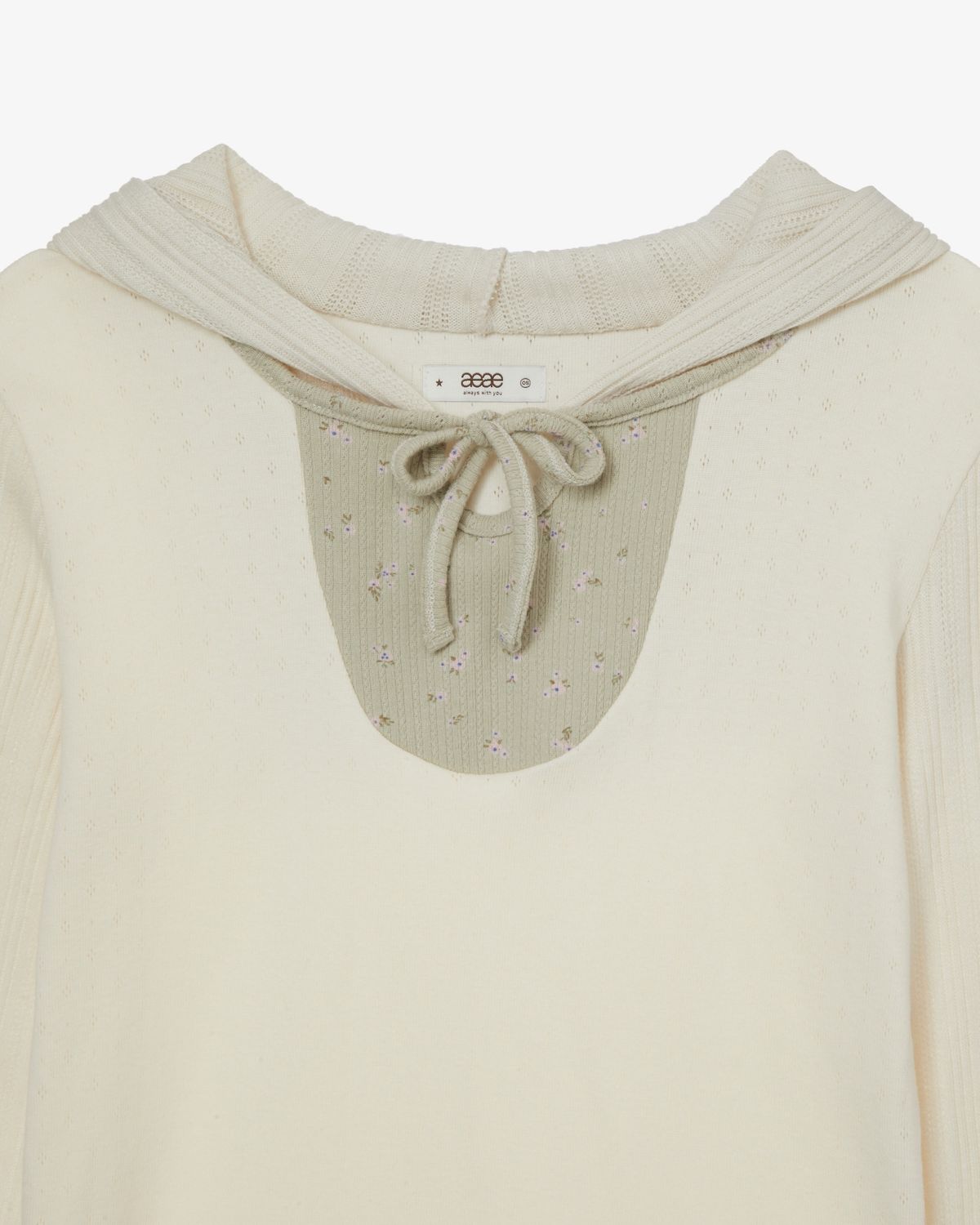 에이이에이이(AEAE) FLOWER BLOCK HOODIE [IVORY]