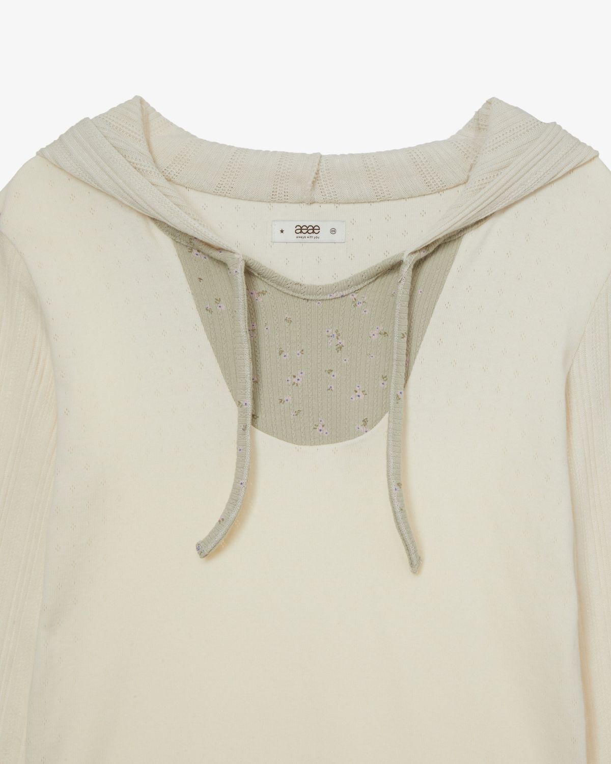 에이이에이이(AEAE) FLOWER BLOCK HOODIE [IVORY]