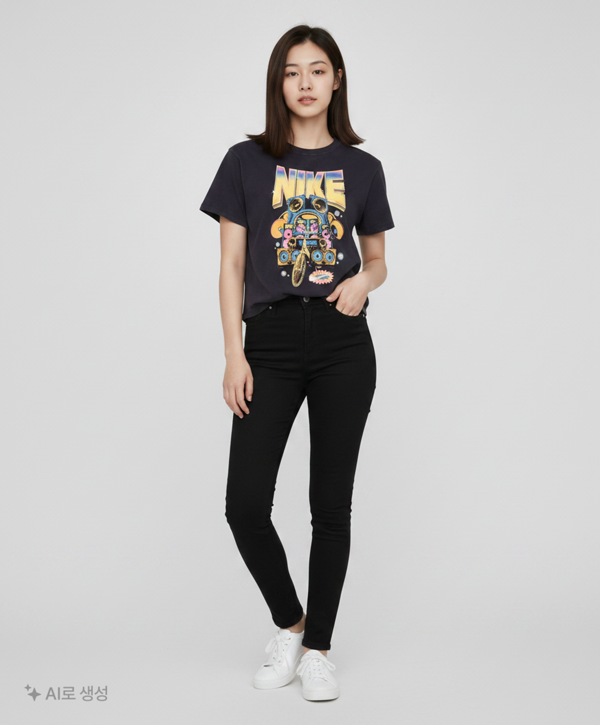 나이키(NIKE) 스포츠웨어 오버사이즈 반소매 티셔츠 W - 블랙 / HF9692-010 95