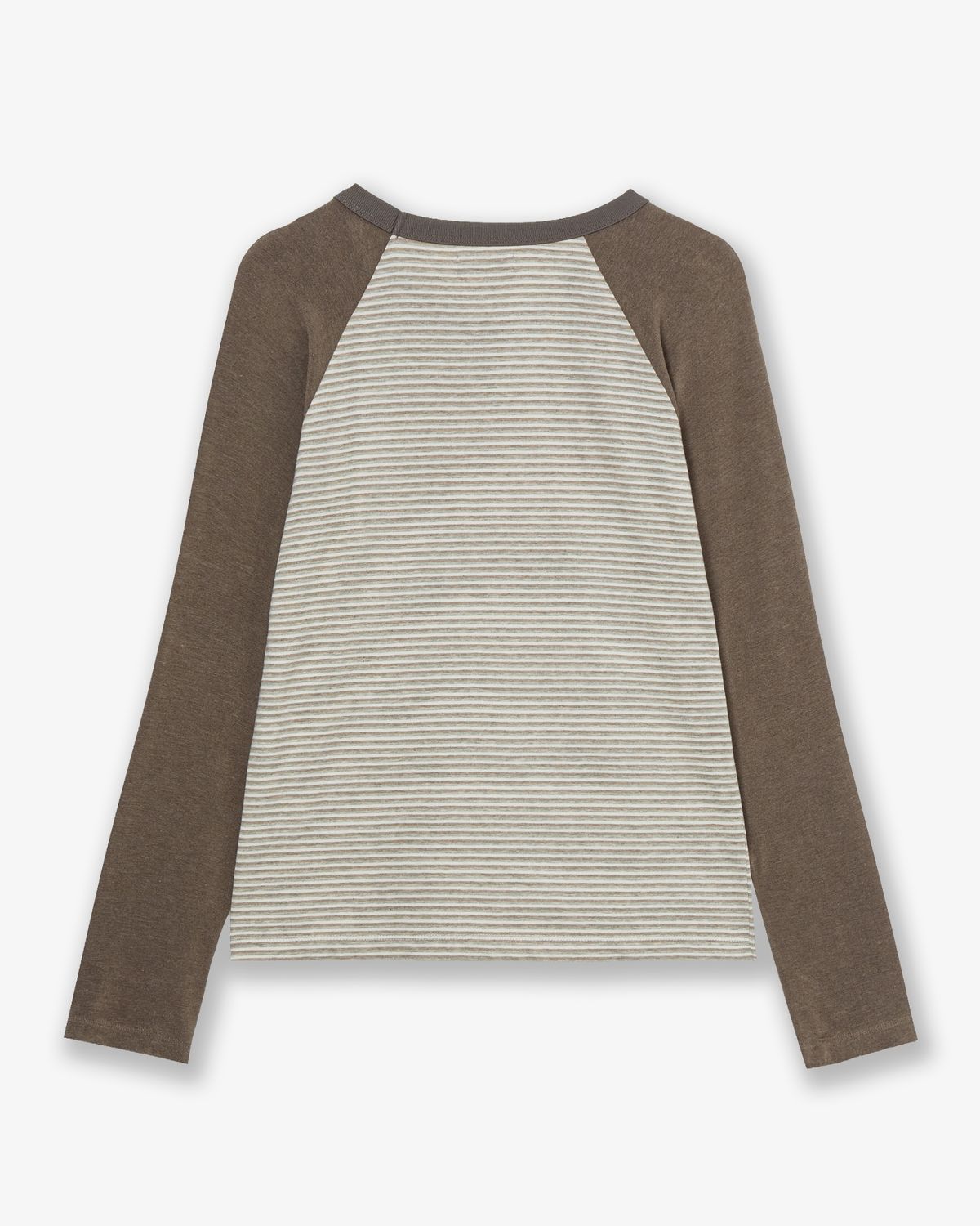 에이이에이이(AEAE) BUTTON SHIRRING POCKET TEE [BROWN]