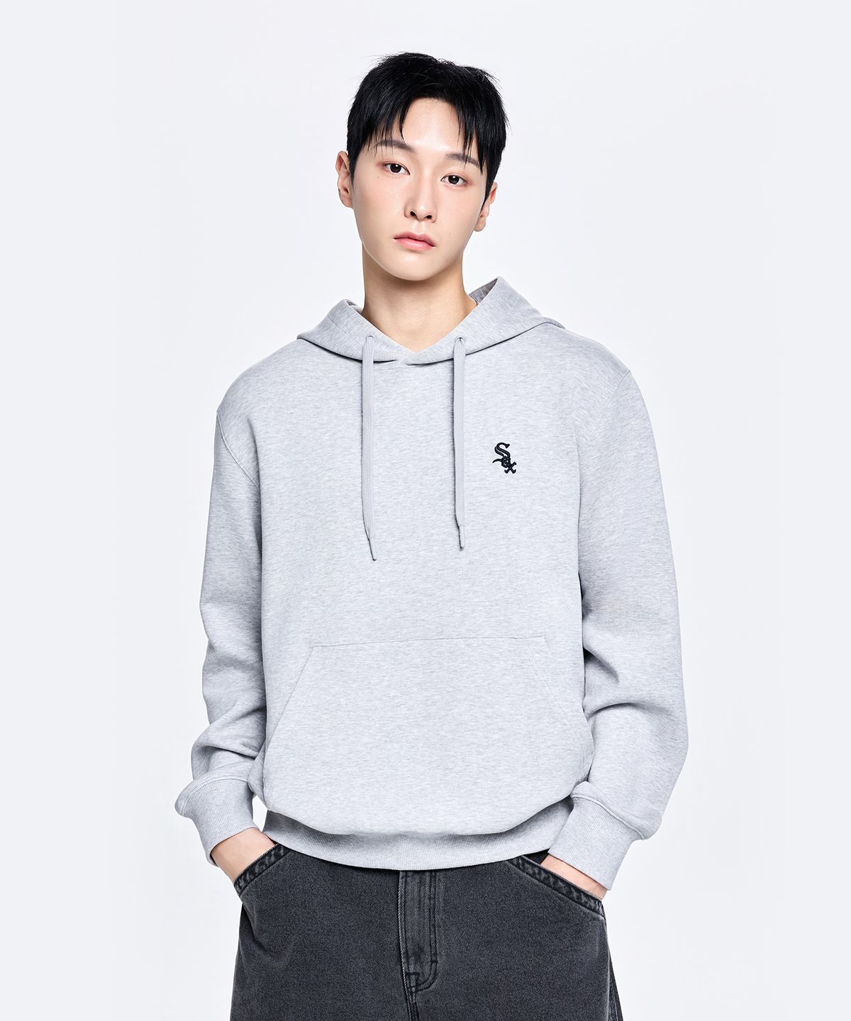 엠엘비(MLB) 베이직 스몰로고 후드티 CHW (Melange Grey)