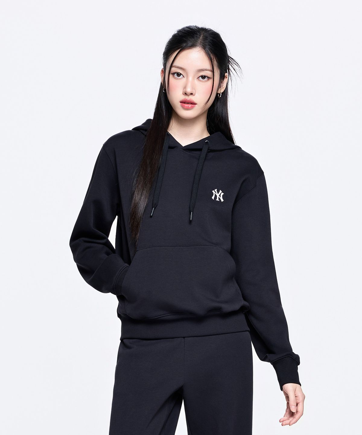 엠엘비(MLB) 베이직 스몰로고 후드티 NY (Black)