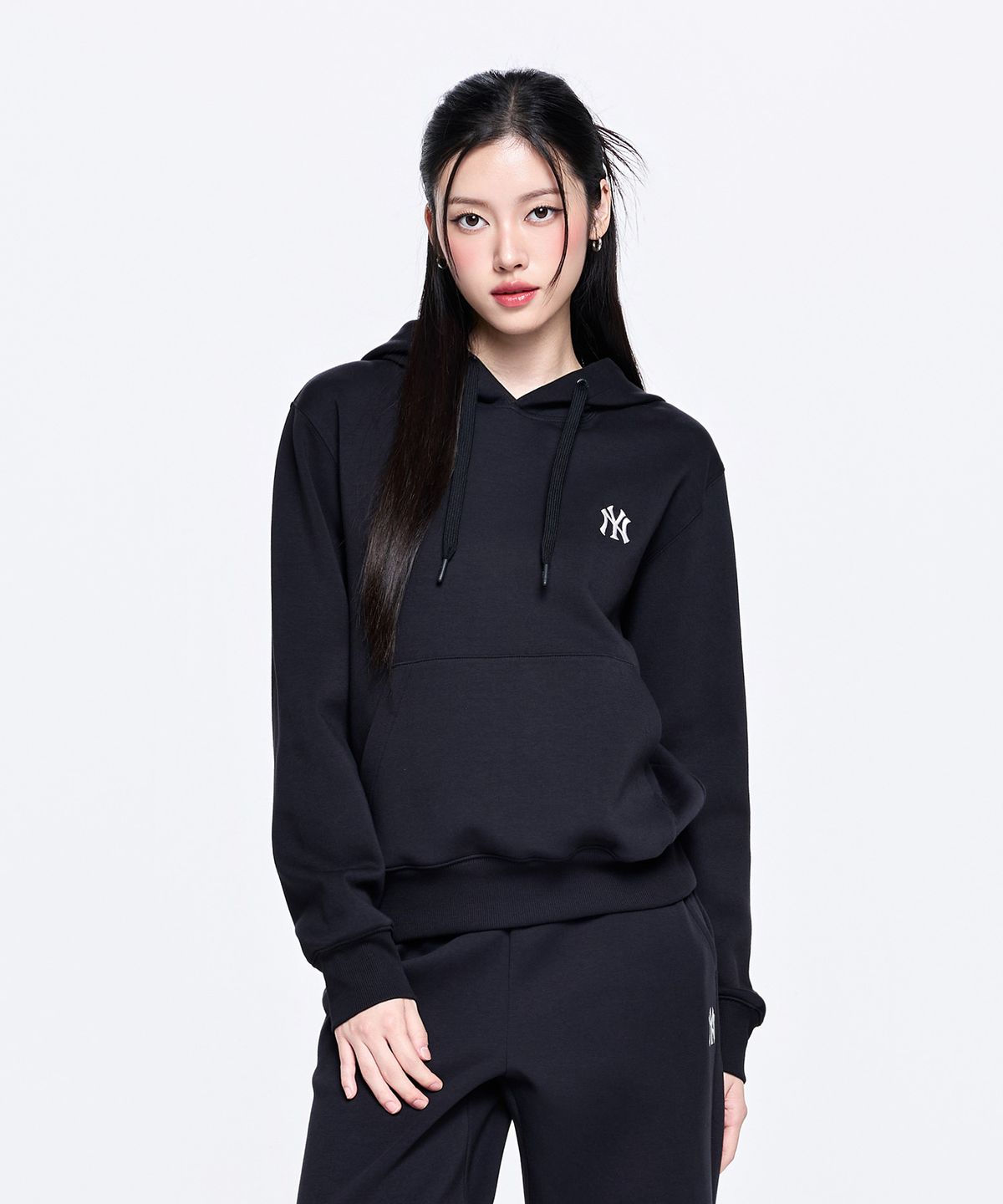 엠엘비(MLB) 베이직 스몰로고 후드티 NY (Black)