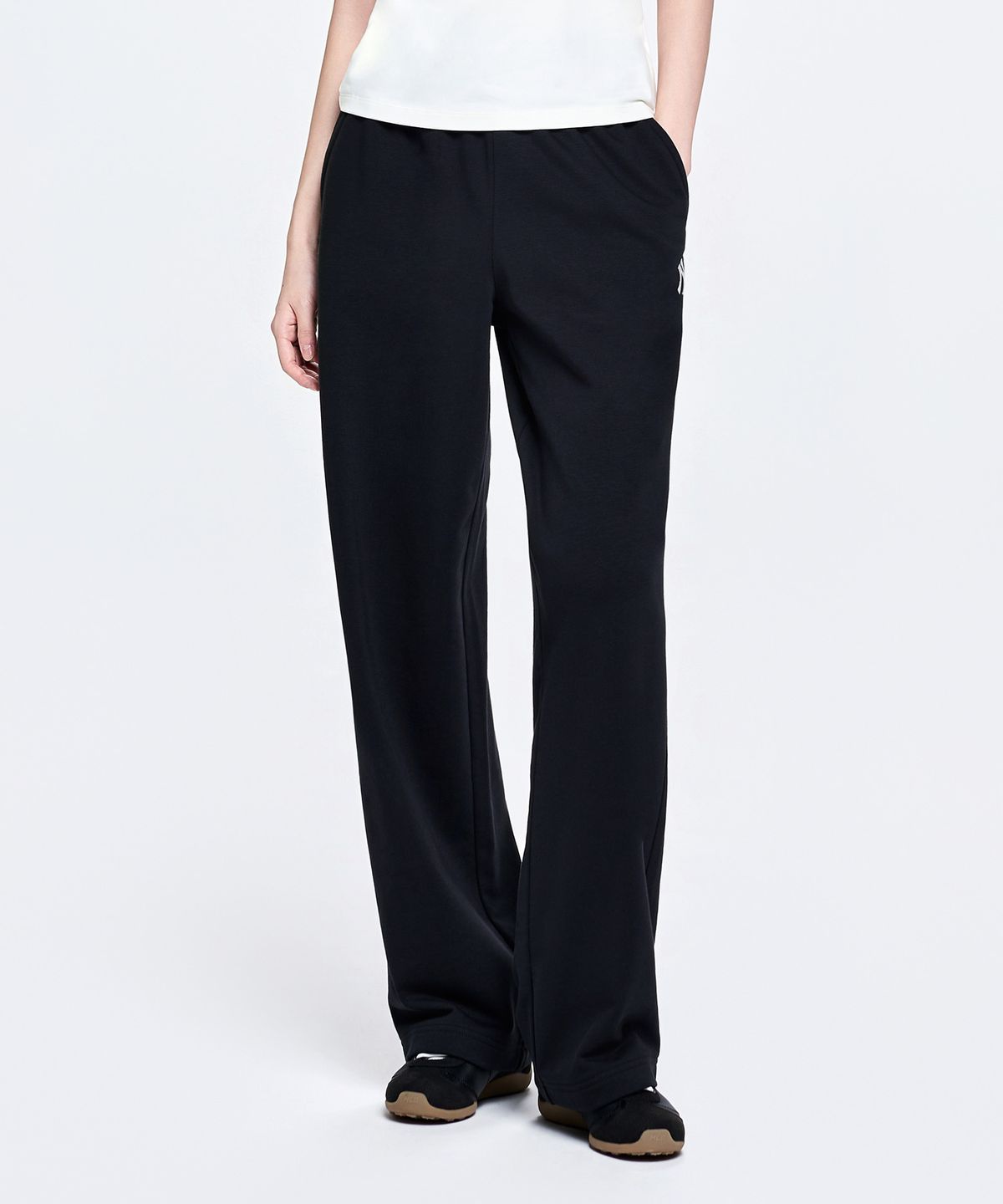 엠엘비(MLB) 베이직 스몰로고 와이드 팬츠 NY (Black)