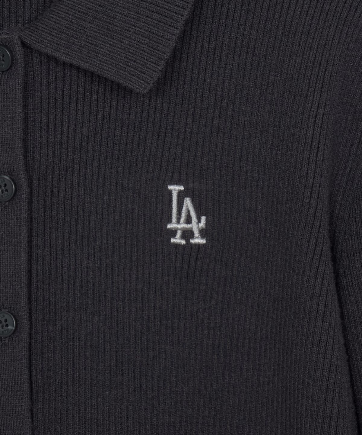 엠엘비(MLB) 여성 베이직 립 버튼 카라 가디건 LA (D.Charcoal Grey)