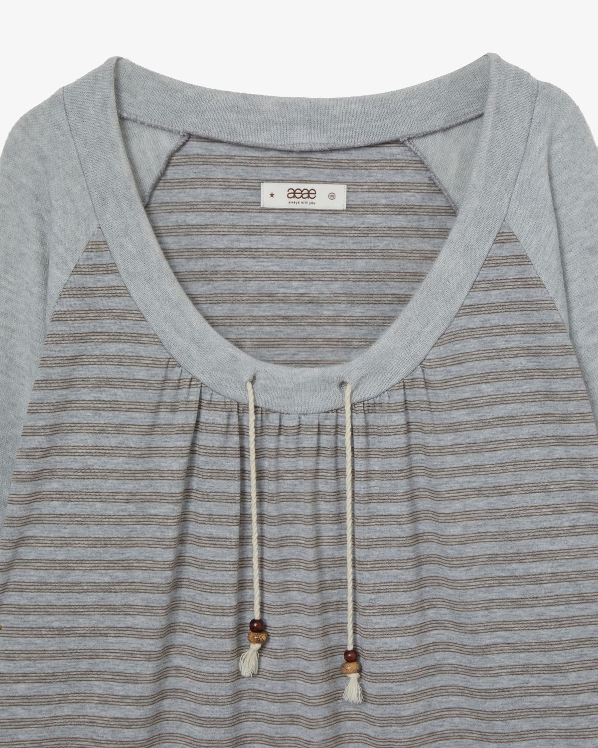 에이이에이이(AEAE) STRIPE DRAWSTRING TOP [GREY]