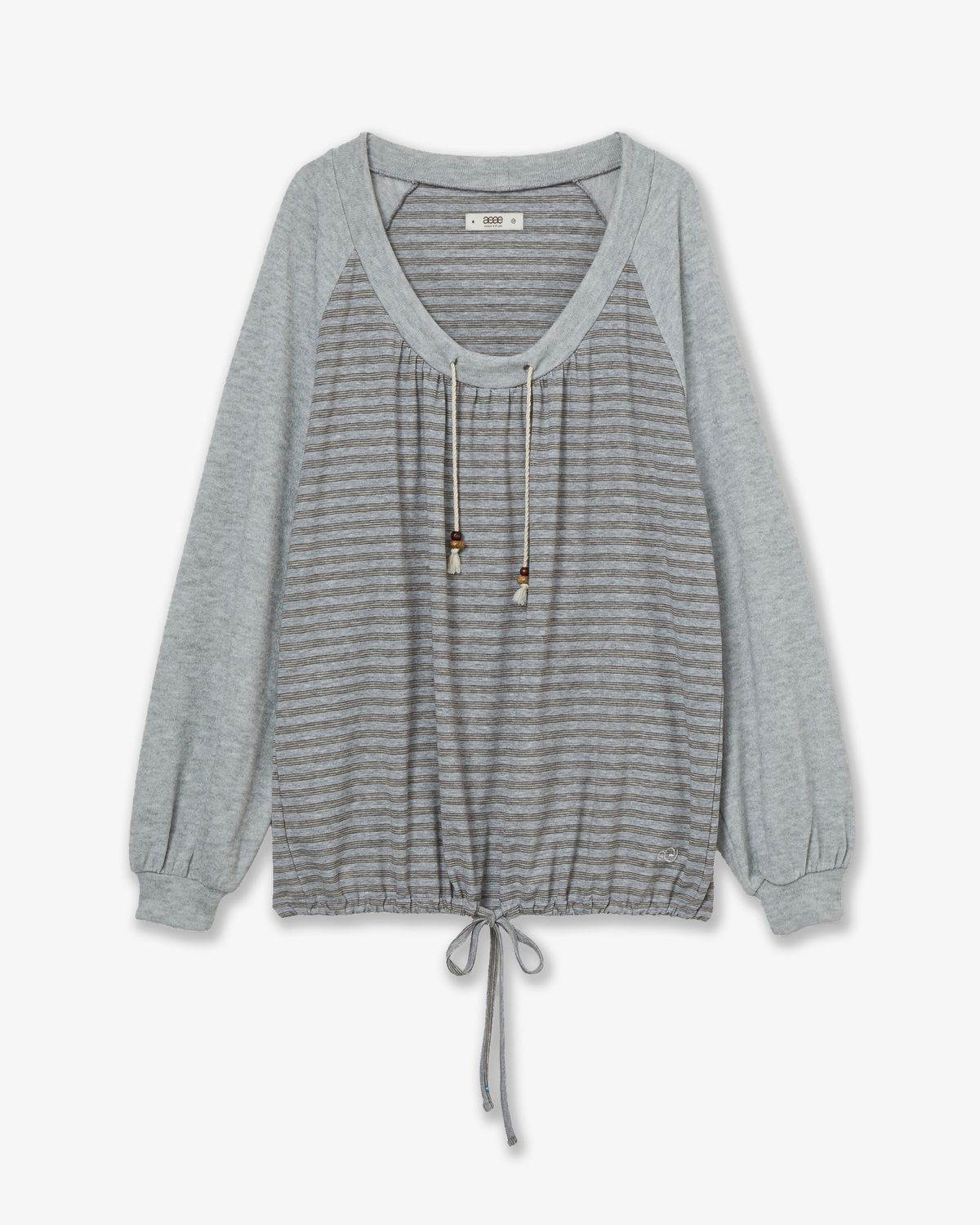 에이이에이이(AEAE) STRIPE DRAWSTRING TOP [GREY]