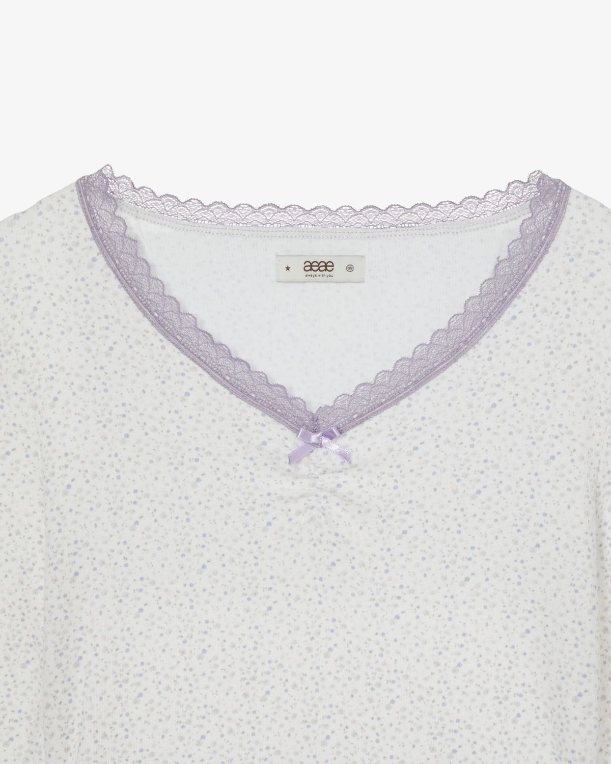 에이이에이이(AEAE) FLOWER V NECK TEE [LIGHT PURPLE]