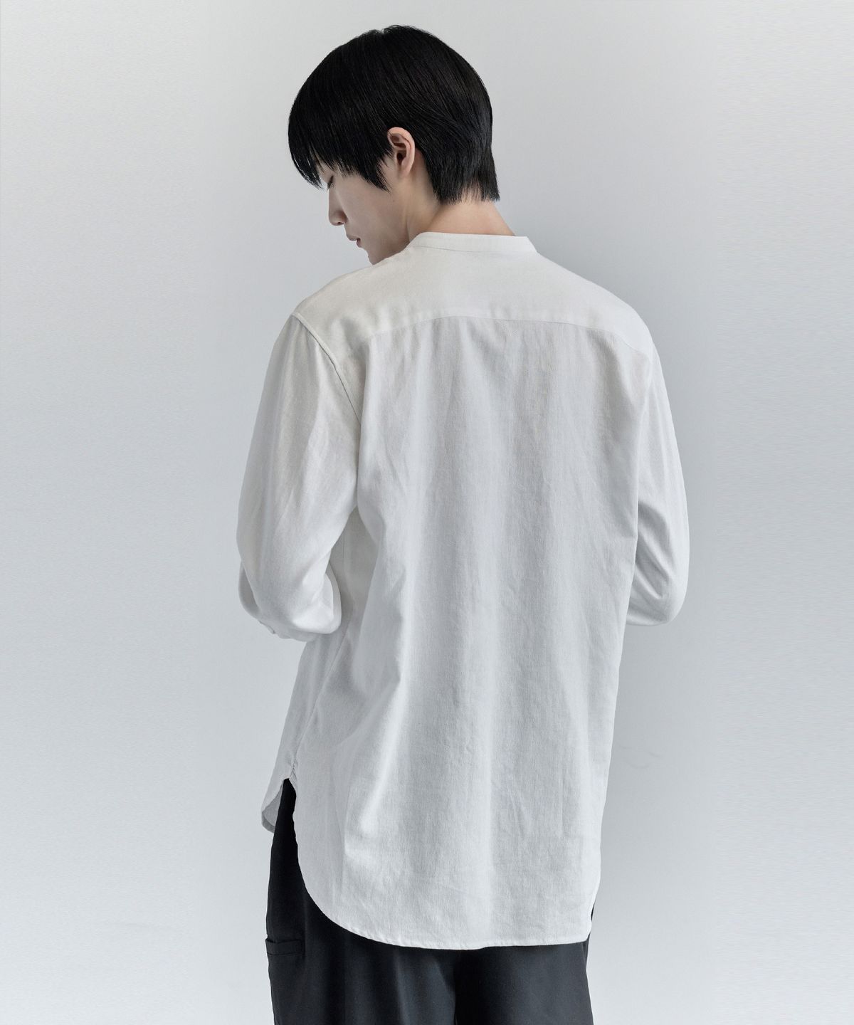 키류(KIRYU) LINEN BAND COLLAR SHIRT (WHITE)
