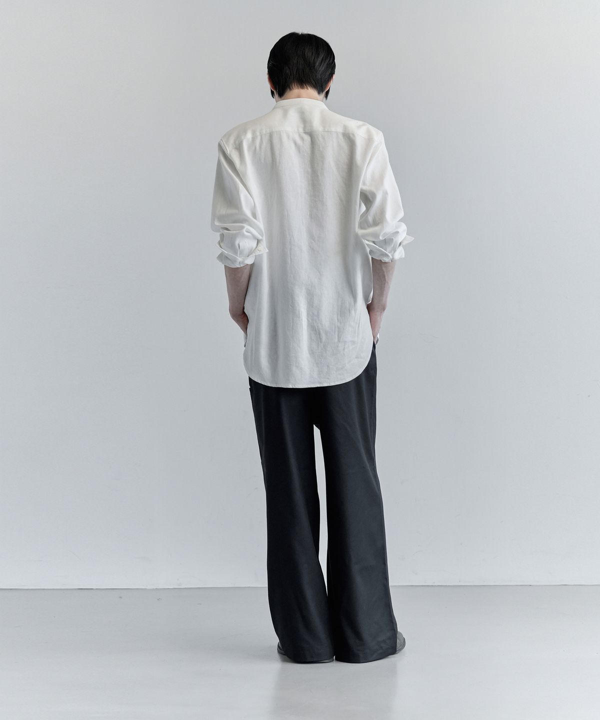 키류(KIRYU) LINEN BAND COLLAR SHIRT (WHITE)