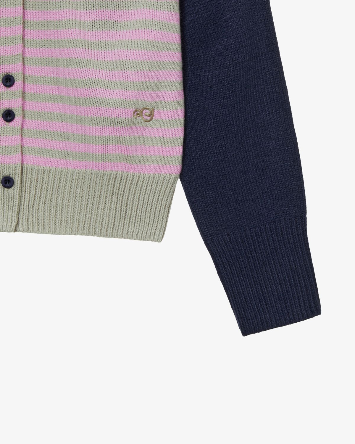 에이이에이이(AEAE) STRIPE BLOCK CARDIGAN [NAVY]