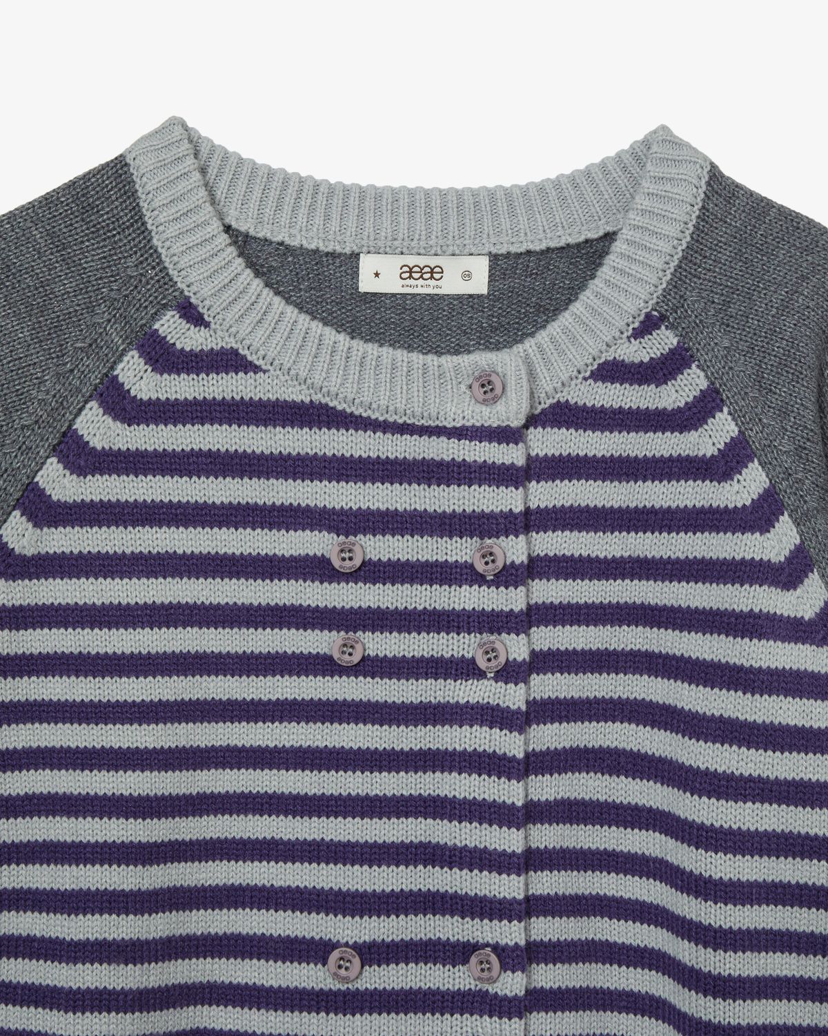 에이이에이이(AEAE) STRIPE BLOCK CARDIGAN [GREY]