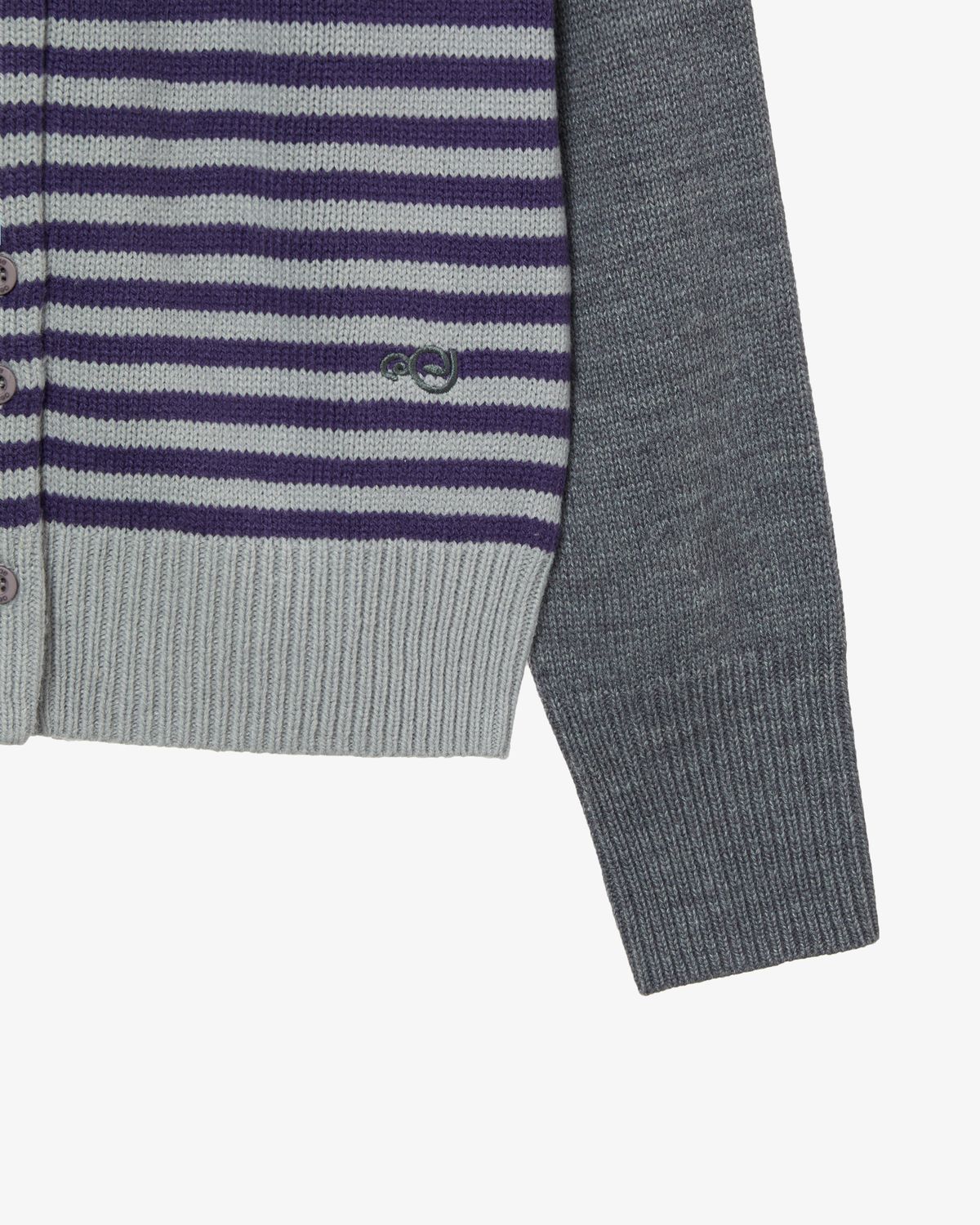 에이이에이이(AEAE) STRIPE BLOCK CARDIGAN [GREY]