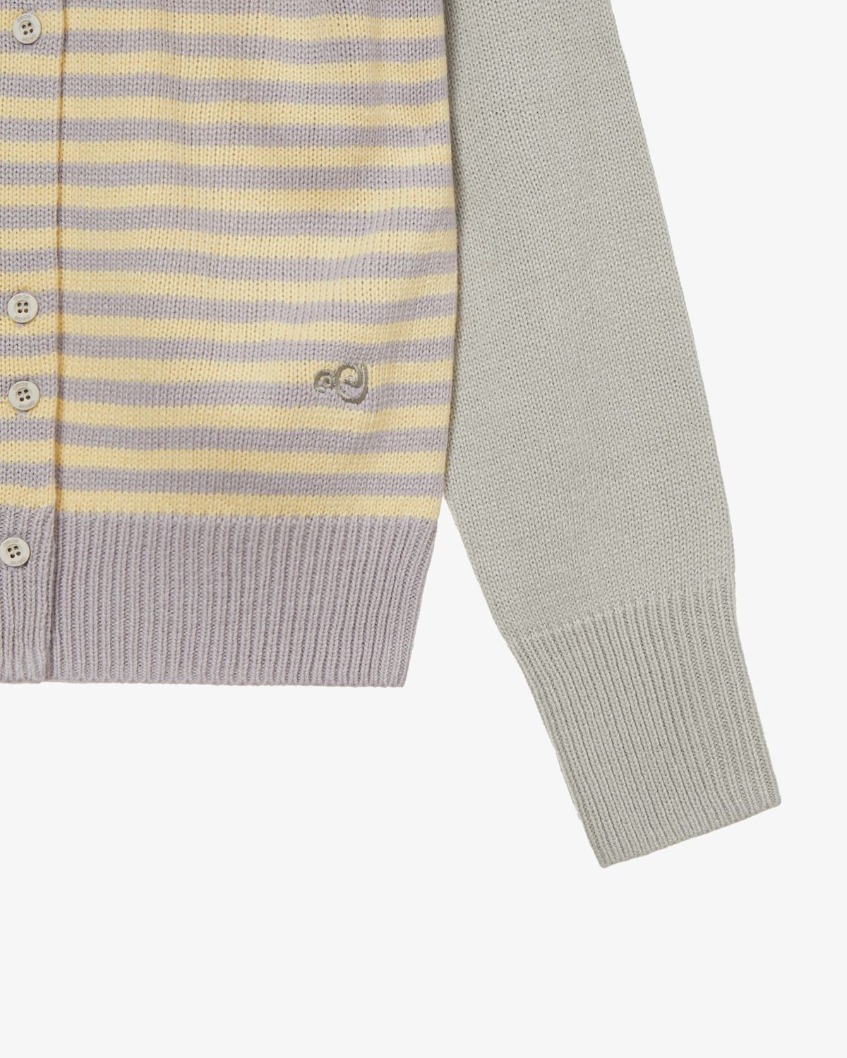 에이이에이이(AEAE) STRIPE BLOCK CARDIGAN [YELLOW]