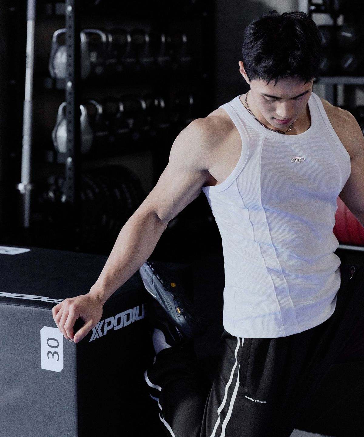 본투윈(BORN TO WIN) CHROME B TRACK LINE JERSEY PANTS [BLACK]