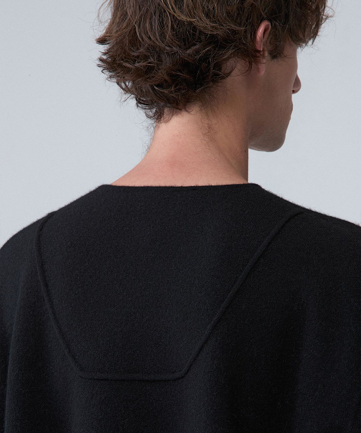 우마뭉(UMARMUNG) Fine merino wool double faced half sleeve pullover_Black
