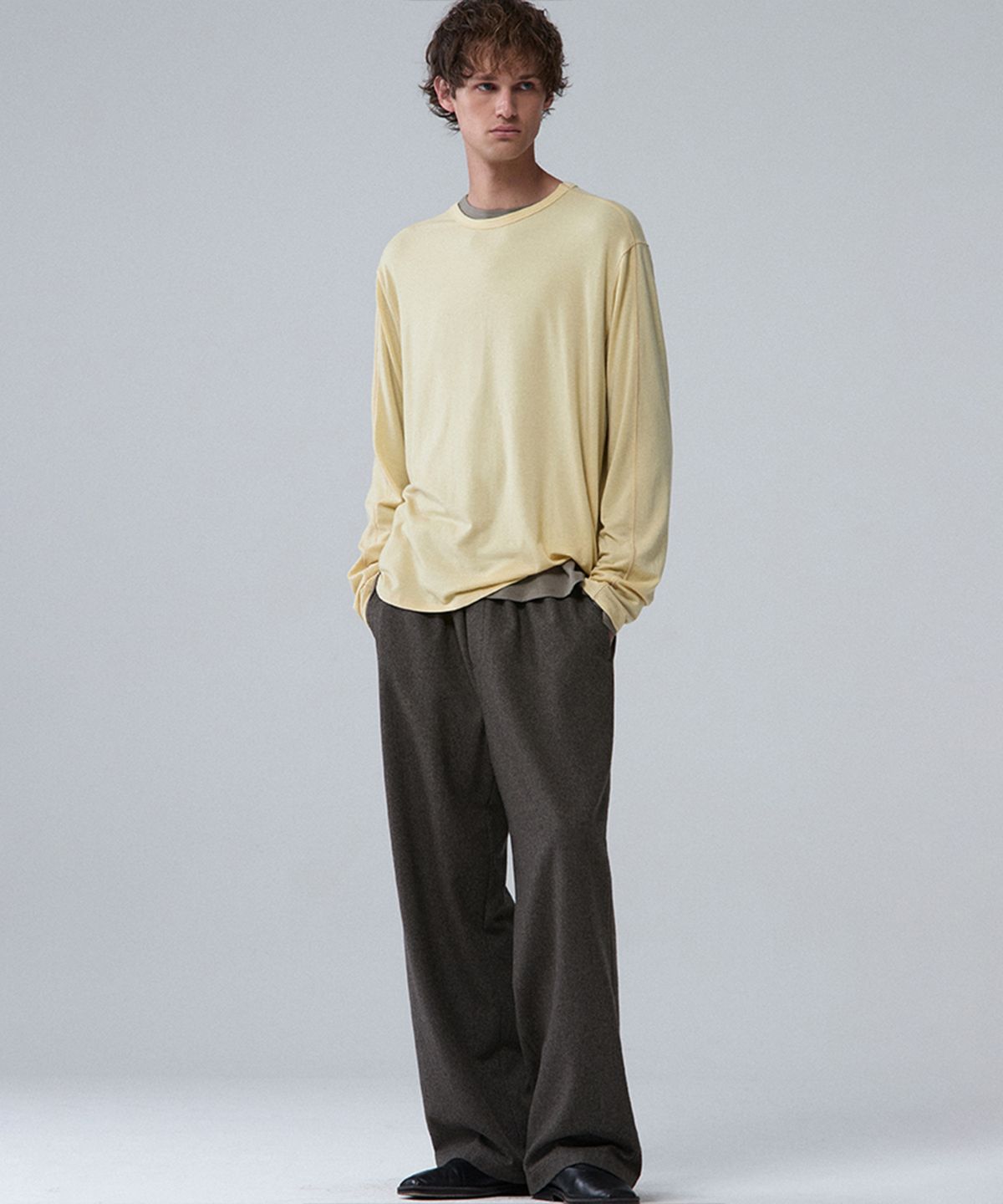 우마뭉(UMARMUNG) Wool Tencel Fluid T Shirts_Butter