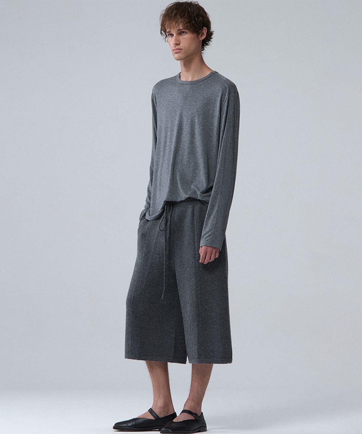 우마뭉(UMARMUNG) Wool Tencel Fluid T Shirts_Heather Grey