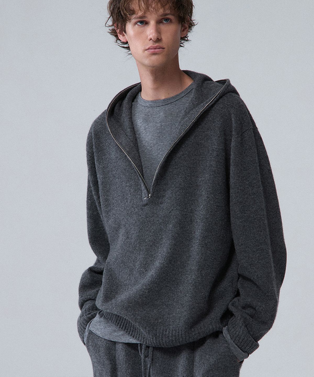 우마뭉(UMARMUNG) Wool Tencel Fluid T Shirts_Heather Grey