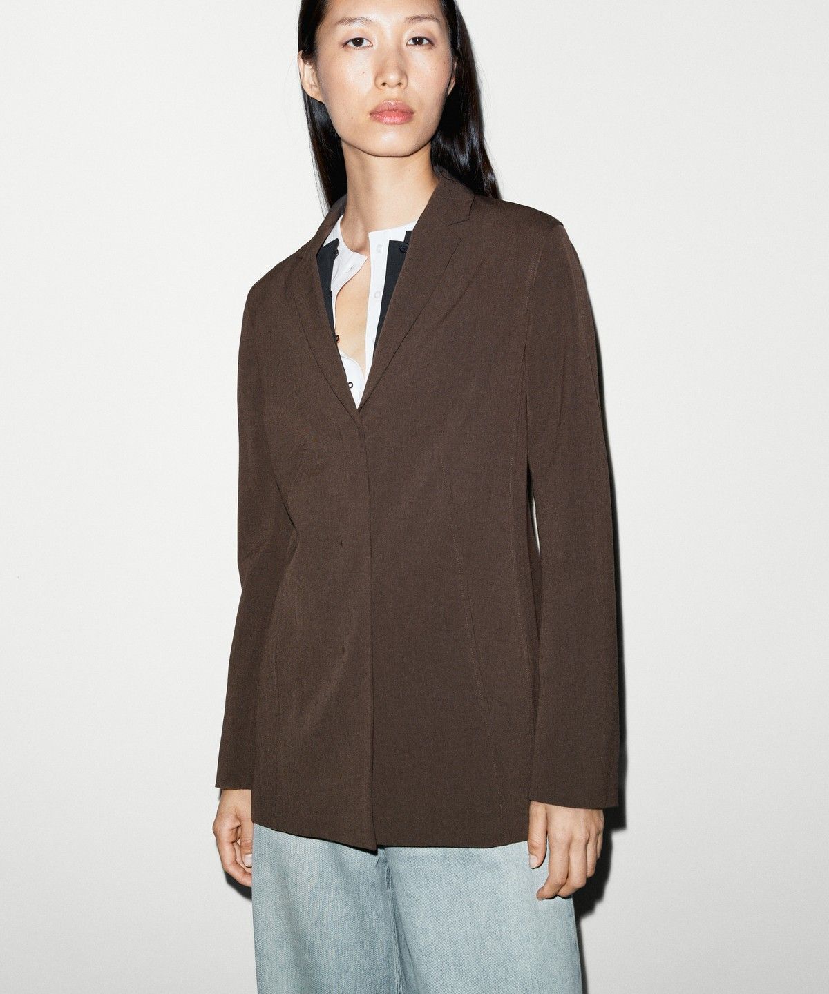 마시모두띠(MASSIMO DUTTI) 울 혼방 플루이드 블레이저