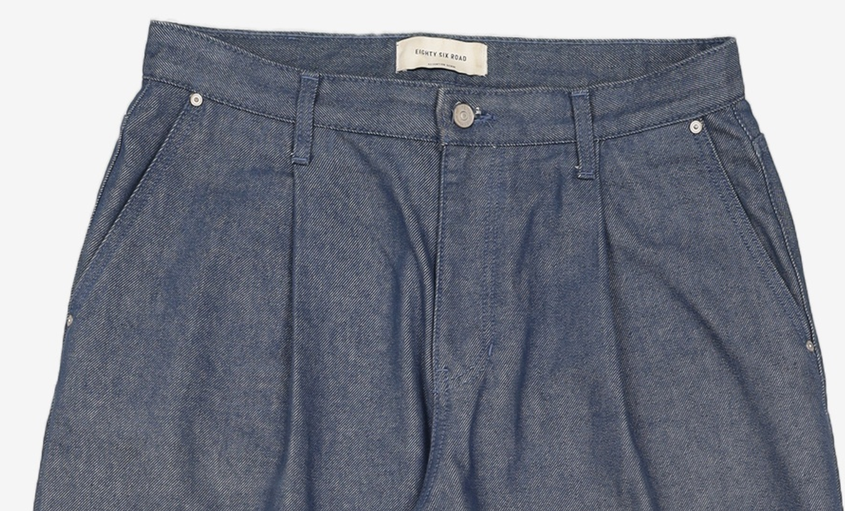 86로드(86ROAD) REAL WIDE ONE TUCK DENIM GREEN BLUE / WIDE 34