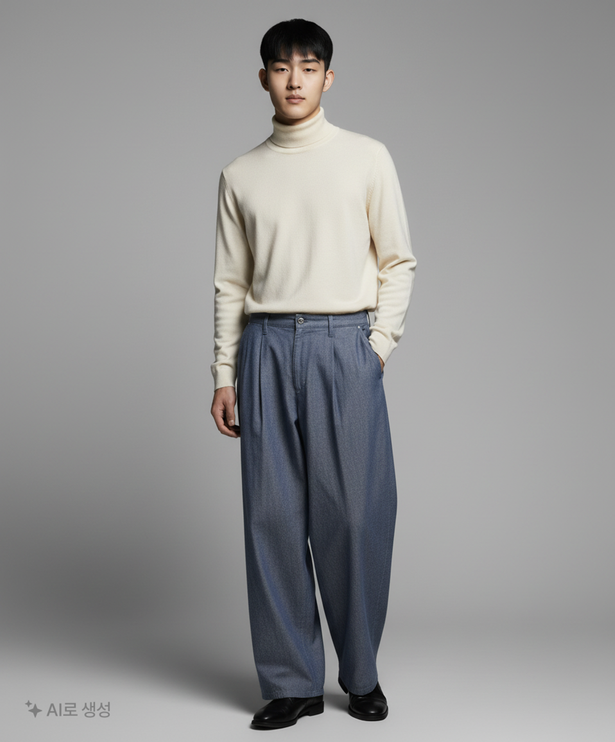86로드(86ROAD) REAL WIDE ONE TUCK DENIM GREEN BLUE / WIDE 34