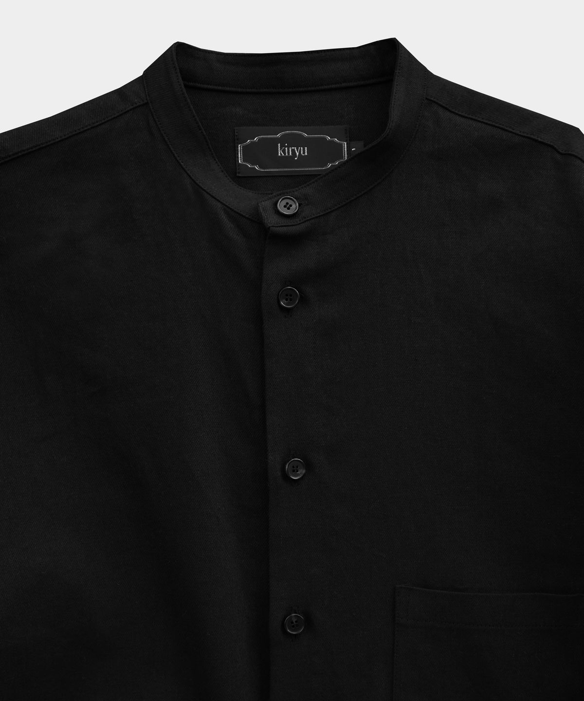 키류(KIRYU) LINEN BAND COLLAR SHIRT (BLACK)