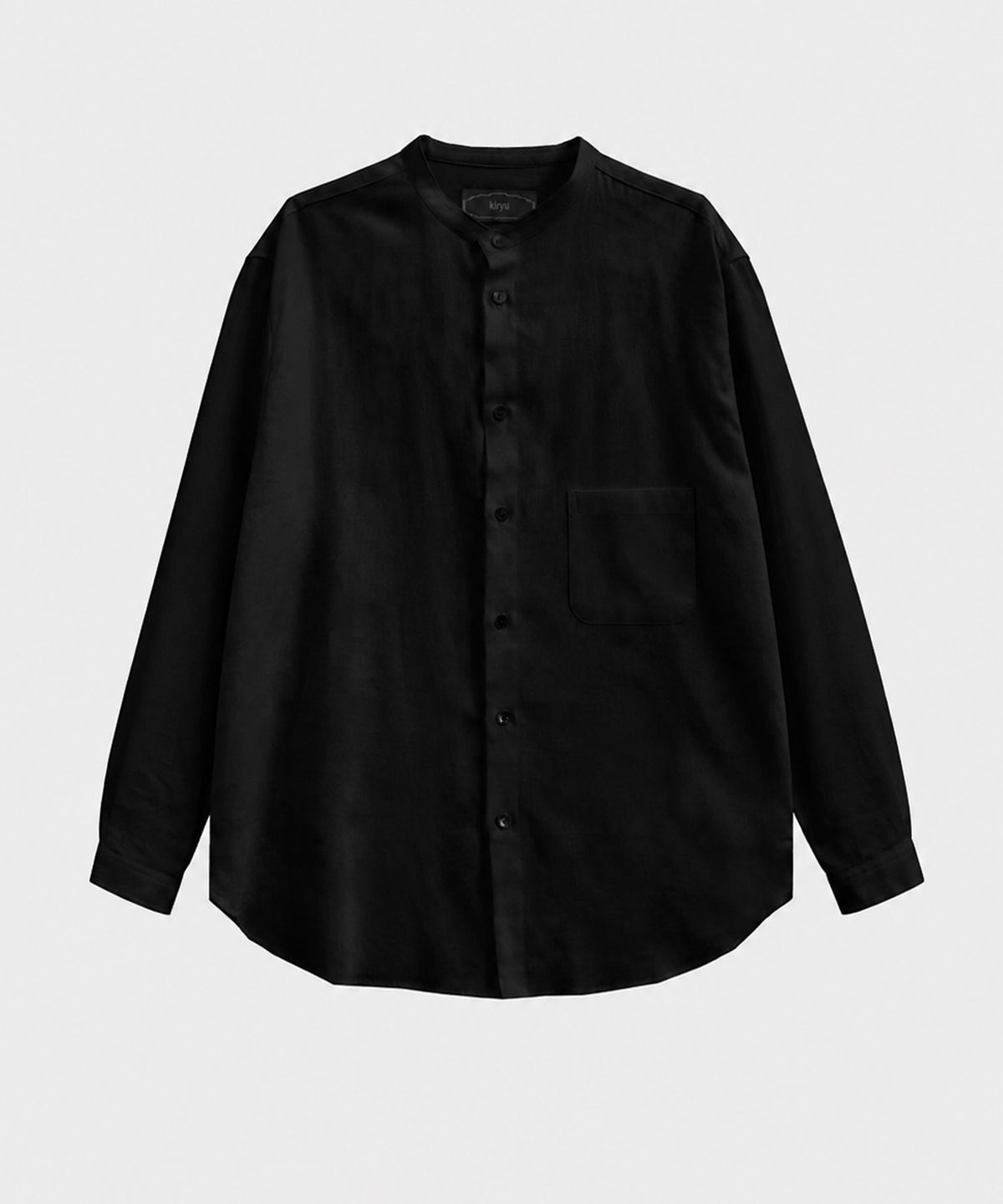 키류(KIRYU) LINEN BAND COLLAR SHIRT (BLACK)