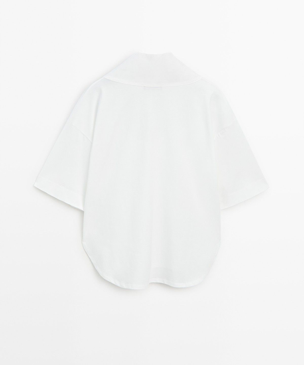 마시모두띠(MASSIMO DUTTI) 코튼 오픈 칼라 반팔 블라우스