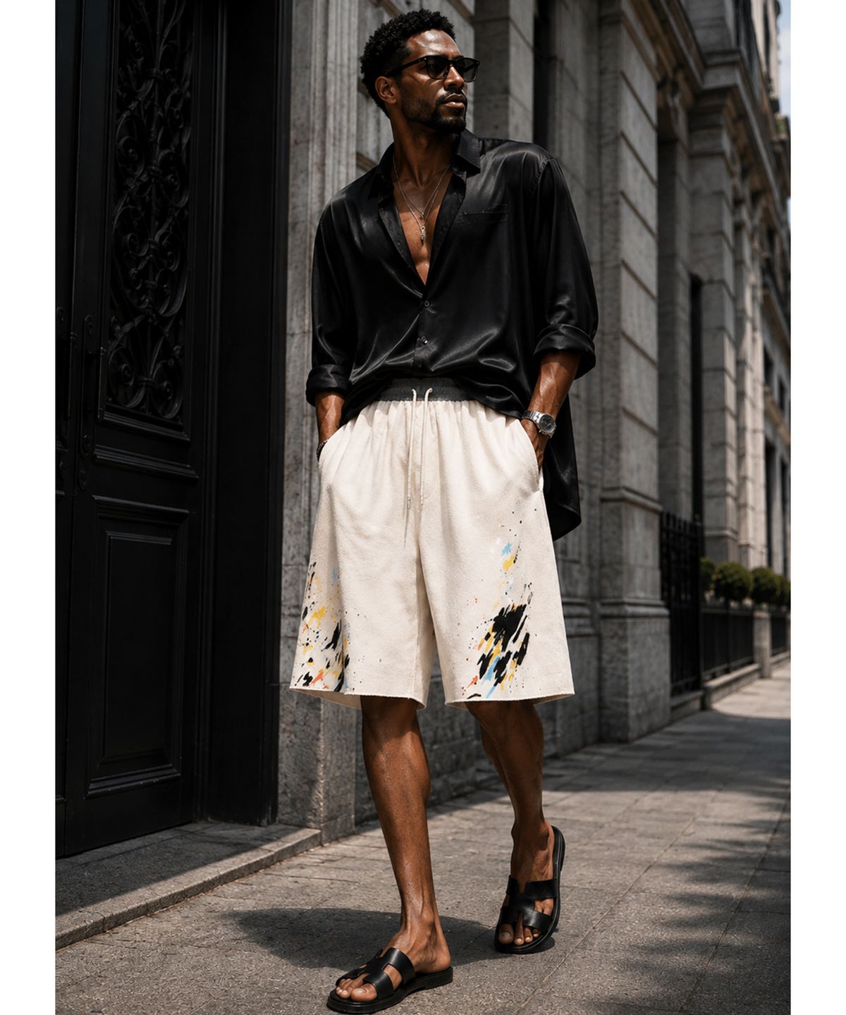 스트라이크(STRIKE) Atelier Painted Cut-Off Shorts (CREAM)