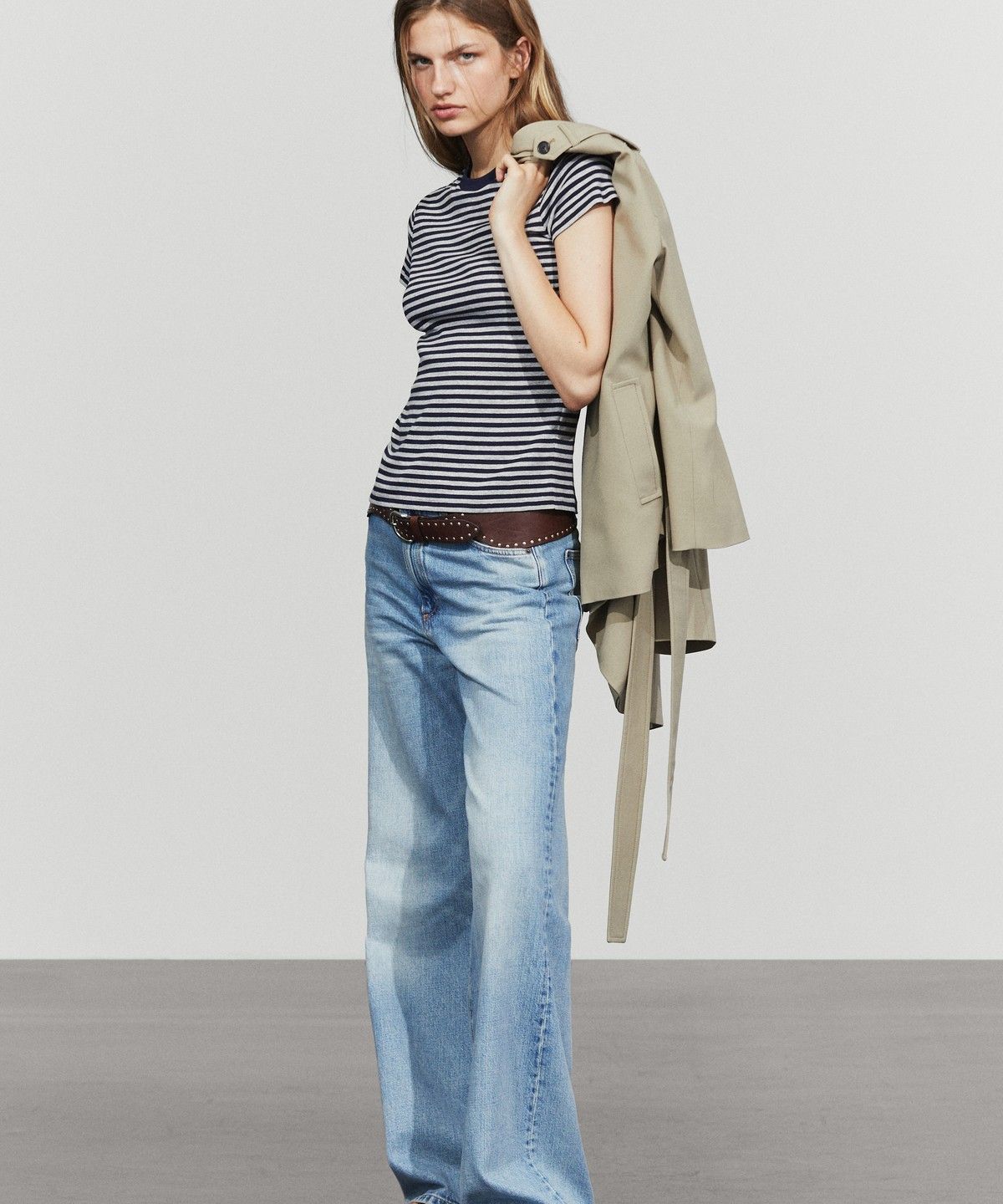 마시모두띠(MASSIMO DUTTI) 립 스트라이프 반팔 티셔츠