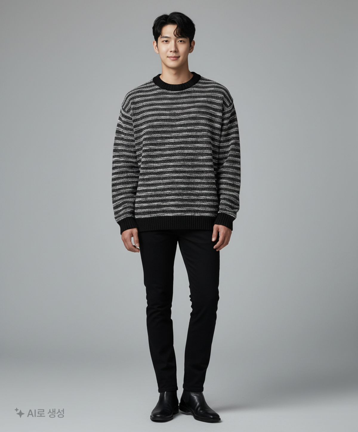 메종미네드(MAISON MINED) MIXED BOUCLE KNIT LONG SLEEVE BLACK M