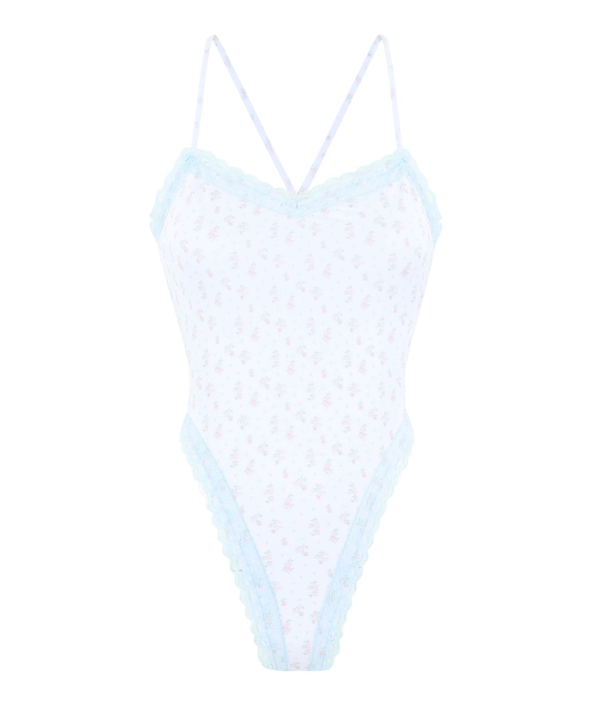 로잔느(ROSEANNE) Wish Lace Swim Bodysuit (Baby Blue Floral)