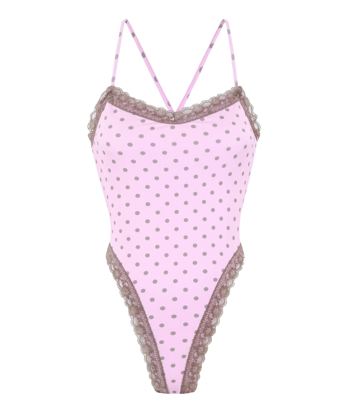 로잔느(ROSEANNE) Wish Lace Swim Bodysuit (Cocoa Dot)