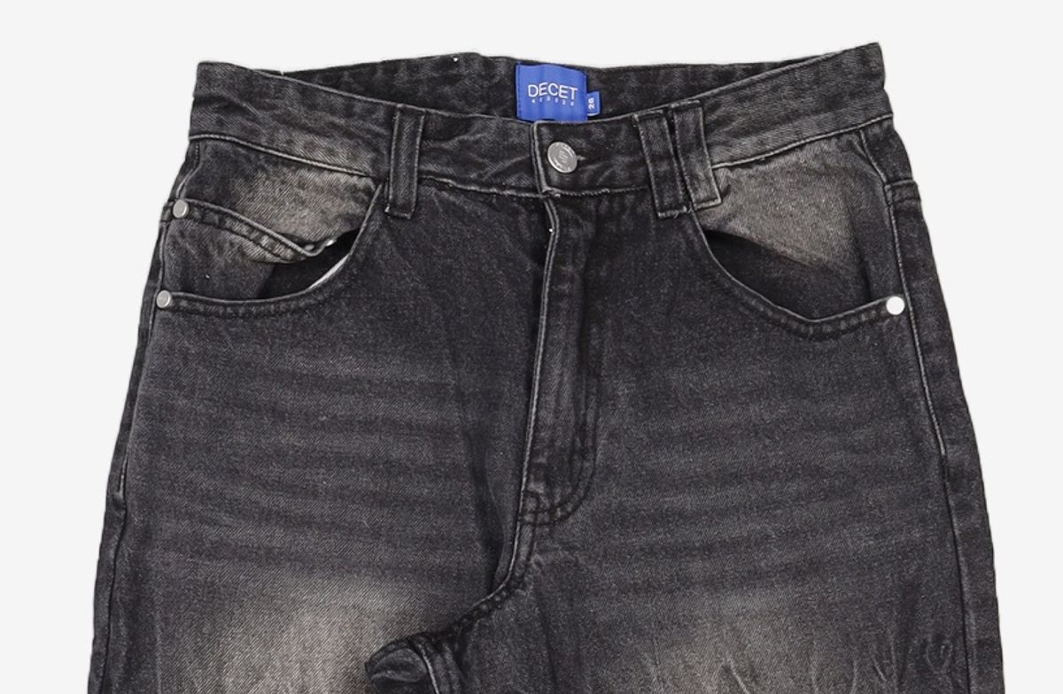 데케트(DECET) Mid Rise Wide Jeans DCPT027AshBlack 26