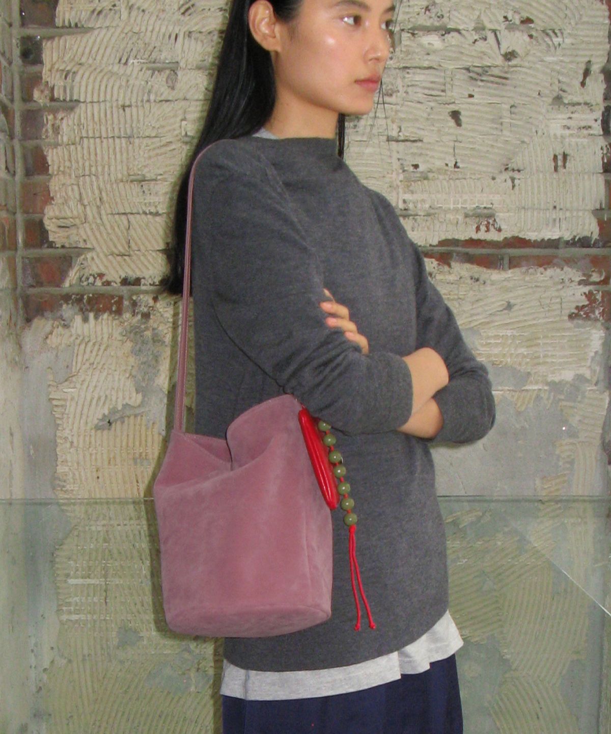 포테(POTE) [1차:9/18예약출고] 0016 Soft Bucket Bag_Pale Rose