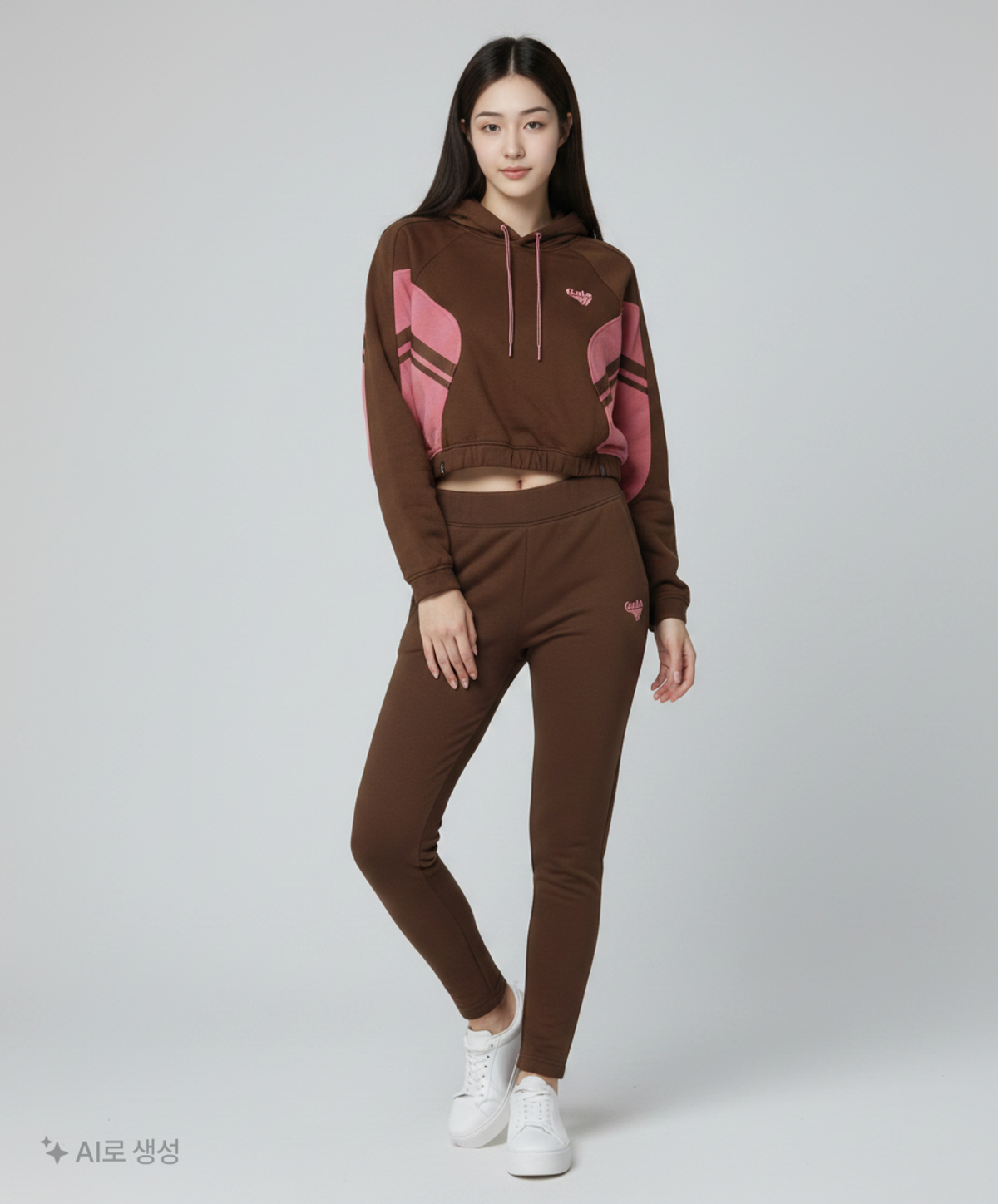 골라(GOLA) W TRACK BLOCK SWEAT HOODIE [BROWN] FREE