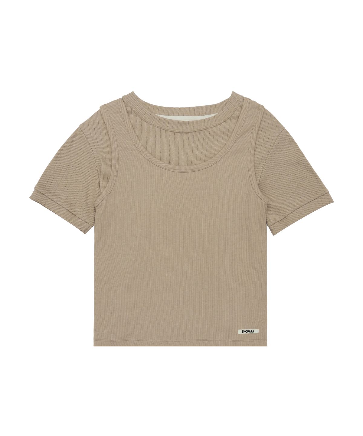 샵아라(SHOP,ARA) 포인텔 레이어드 티셔츠_베이지