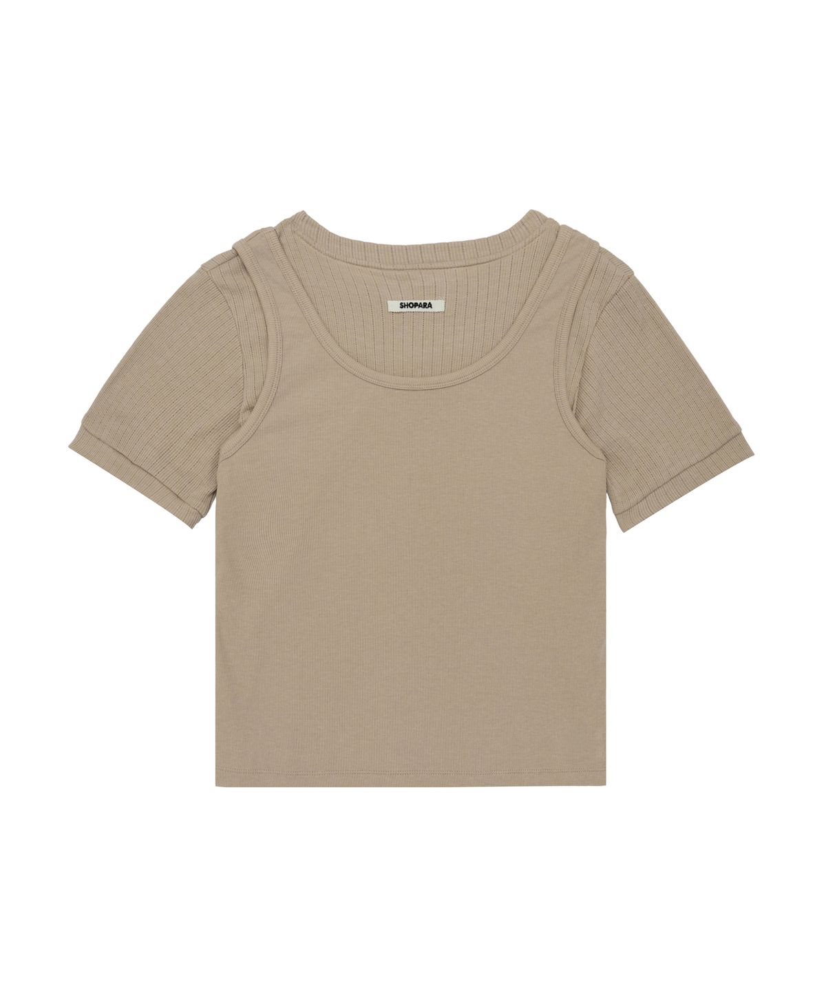 샵아라(SHOP,ARA) 포인텔 레이어드 티셔츠_베이지