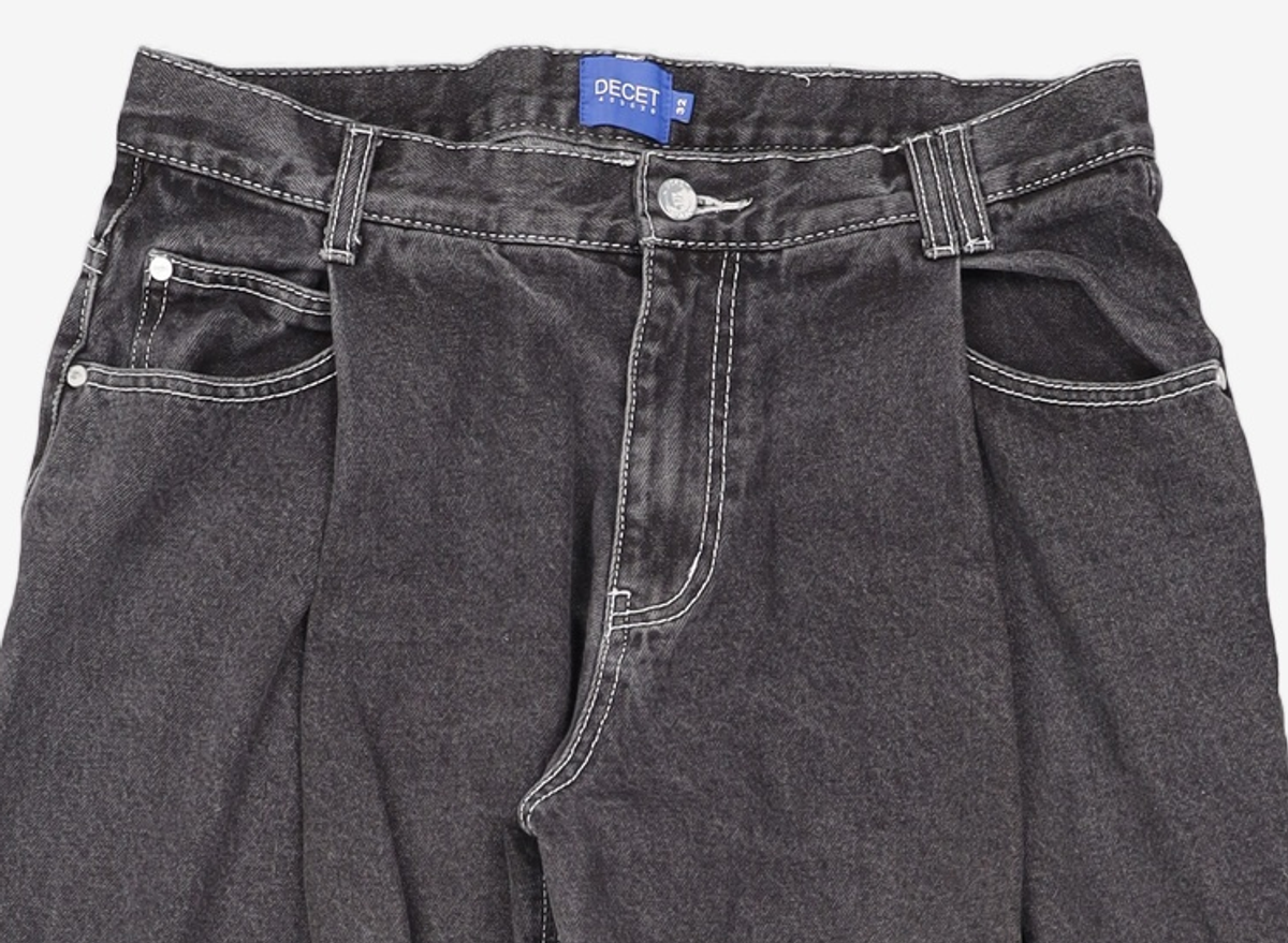 데케트(DECET) Deep Pleats Wide Jeans DCPT030Black 32
