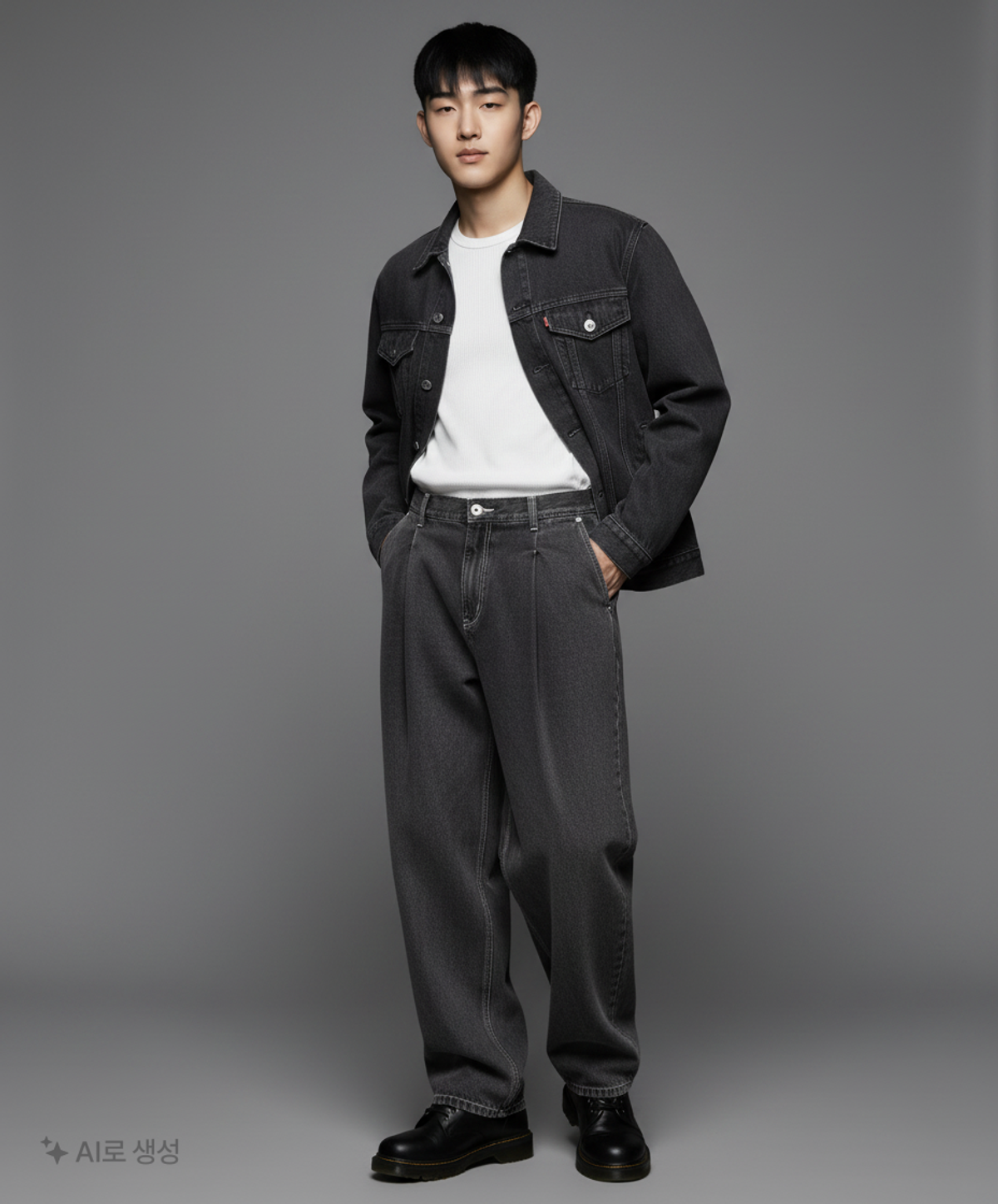 데케트(DECET) Deep Pleats Wide Jeans DCPT030Black 32