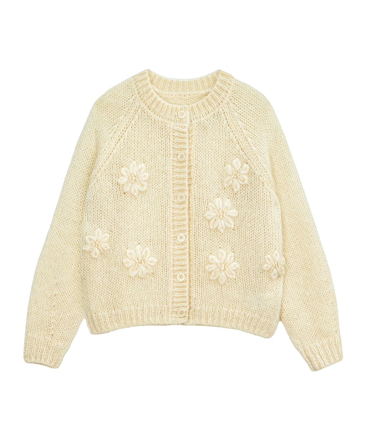 퀸스래빗(Q'SRB) Mohair Floral Applique Knit Cardigan